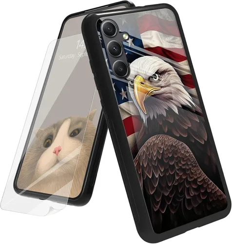 Vista 223 de Funda para Samsung Galaxy A12 5G con protector de pantalla, parte trasera de vidrio templado + TPU de silicona suave que absorbe los golpes