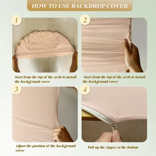 Vista 7 de Cubierta de fondo de arco de elastano, cubierta de arco de Chiara, cubierta de arco de boda de 2 lados para boda, ceremonia, fiesta de cumpleaños