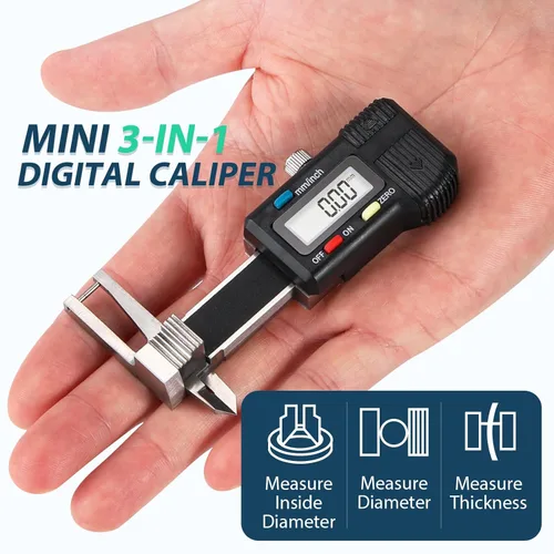 Vista 2 de Mini calibrador digital 3 en 1 calibre digital 0.000-0.984 in, herramienta de medición de precisión de acero inoxidable con pantalla LCD, conversión