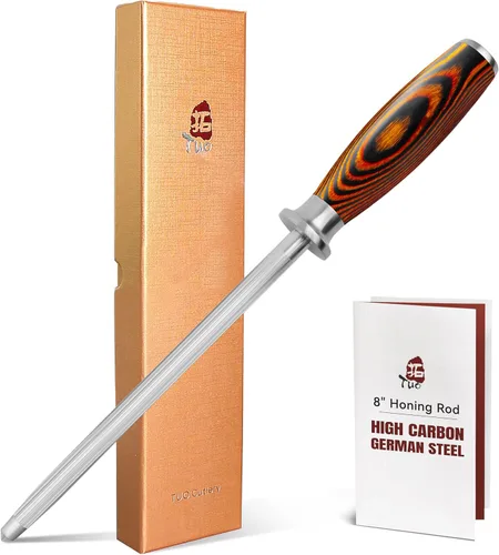 TUO Varilla de afilar, acero de afilado con mayor diámetro para cuchillo de cocina, mantenimiento diario de afilado, varilla afiladora de cuchillos