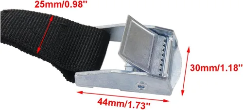 Vista 5 de 5 piezas de correas de amarre negras de nylon de 1" x 39.37" (3.28 pies) Correas ajustables con hebillas de bloqueo de leva de alta resistencia