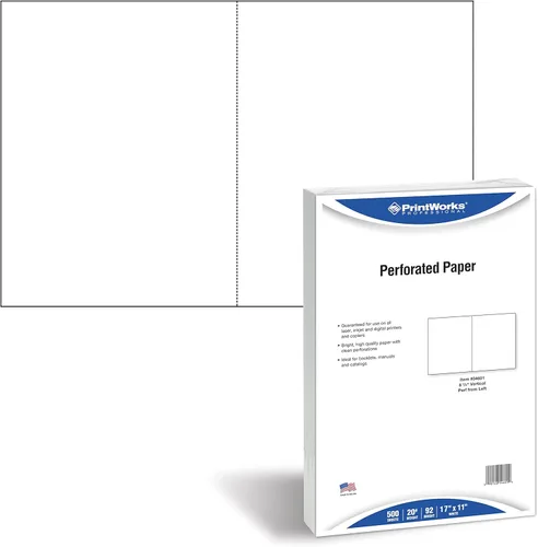 Vista 12 de PrintWorks Professional Papel perforado para menús, folletos, formularios y más, 8.5 x 11, 20 libras, 1 perf vertical de 4.25 pulgadas desde