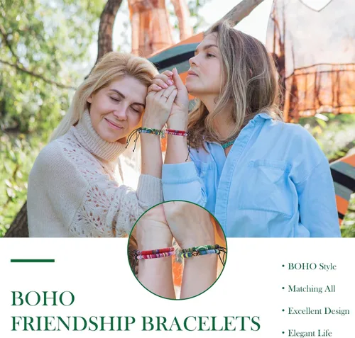 Vista 3 de Zalmoxe Woven Friendship Bracelets Braided Bracelets Bulk Adjustable Handmade Woven String Colorful Wrap Bracelets Pack for Women Teens
