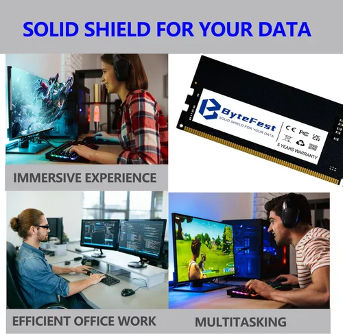 Vista 4 de DDR5 RAM 32GB 4800MHz PC5-38400 CL40 UDIMM 1.1V 288 Pin Compatible Computadora de escritorio Módulo de memoria RAM