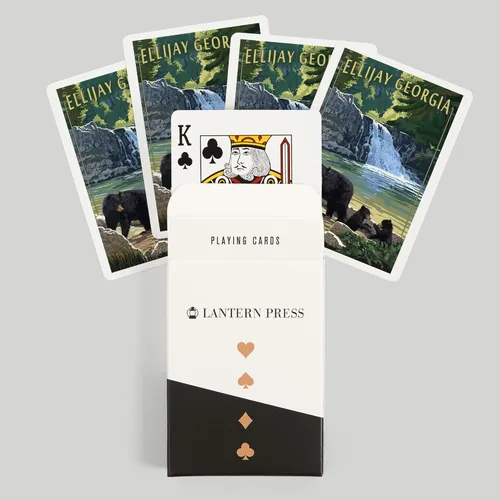 Vista 6 de Lantern Press Ellijay, Georgia, Bear Family and Waterfall (52 cartas de juego, baraja de cartas de tamaño póquer con comodines)
