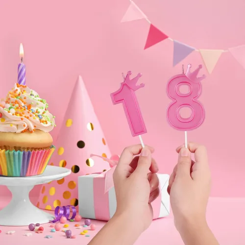 Vista 7 de Vela de número de cumpleaños de 3 pulgadas, vela número 3D con decoración de corona, velas grandes para tartas de cumpleaños, bodas, aniversarios