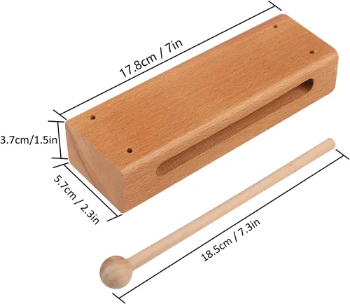 Vista 2 de GNIEMCKIN Bloque de ritmo de madera maciza, juego de 3, bloque de ritmo de madera maciza, instrumento de percusión musical perfecto para clases