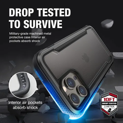 Vista 3 de RAPTIC Shield para iPhone 14 Pro, funda protectora transparente a prueba de golpes, grado militar probada en caídas de 10 pies, marco de aluminio