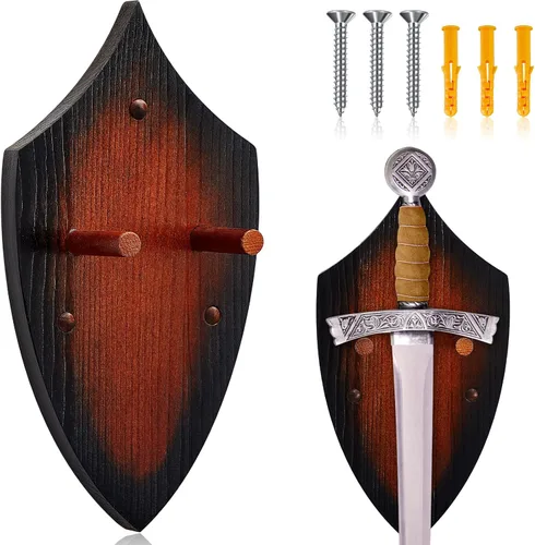 Vista 9 de Queekay Colgador de Placa de Madera para Montaje en Pared de Espada Katana, Soporte de Exhibición para Pared con Herrajes (Negro, Elegante)