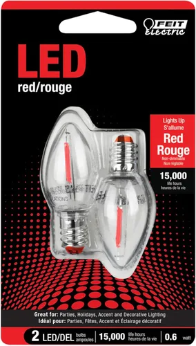 Vista 3 de Feit Electric BPC7/B/LEDG2/2/6 - Bombilla LED C7 decorativa con base de candelabro de 0.5 W, equivalente a 7 W, 2.15 pulgadas de alto x 1 pulgada