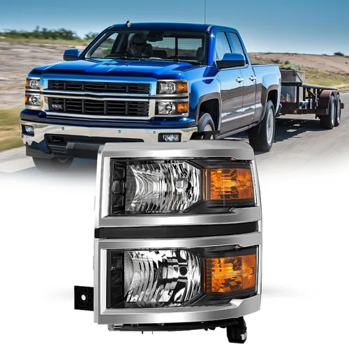 Vista 16 de JSBOYAT Conjunto de faros delanteros con luces antiniebla para Chevy Silverado 1500 2014-2015, camioneta, halógena, estilo OE, par de faros