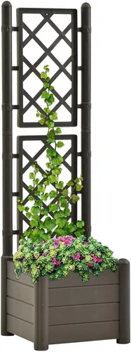 Garden Planter with Trellis 16.9"x16.9"x55.9" PP Anthracite,Raised Garden Bed,Outdoor Planters for Flower Herb Garden