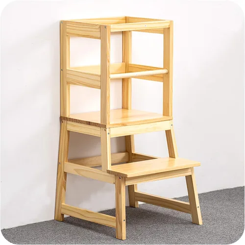 Taburete de cocina para niños pequeños con alfombrilla antideslizante, Taburete de aprendizaje Montessori de madera para niños de Wood City, Torre