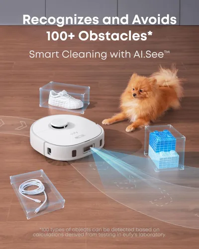 Vista 4 de eufy X10 Pro Omni Robot Aspiradora y Fregona Combo, Increíble Succión, Fregonas Duales con Elevación Automática de 12 mm y Detección de Alfombras