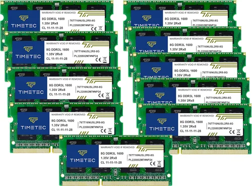 Vista 15 de Timetec 4GB DDR3L / DDR3 1600MHz PC3L-12800 / PC3-12800 Sin ECC Sin Búfer 1.35V / 1.5V CL11 2Rx8 Rango Dual 204 Pines SODIMM Portátil Notebook PC