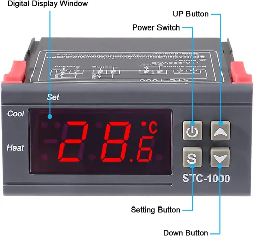 Vista 7 de 2 unids STC-1000 DC 110V-220V 10A controlador de temperatura LED digital interruptor de control de termostato 2 salidas de relé y sensores