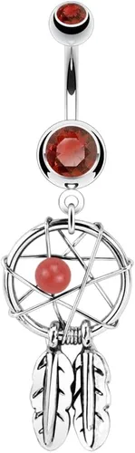 Dream Catcher Woven Star Design Surgical Steel Navel Belly Button Rings 14g Red Body Unique Jewelry Delicate Design Piercing Steel Surgical For Women