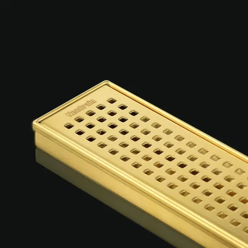 Vista 2 de Neodrain Drenaje lineal de ducha de latón cepillado de 18 pulgadas con rejilla extraíble de patrón cuadrado,fabricante profesional de drenaje