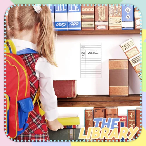 Vista 5 de Teling Juego de 202 bolsillos de biblioteca y tarjetas de biblioteca, kit de biblioteca personal para amantes de los libros, incluye 100 tarjetas