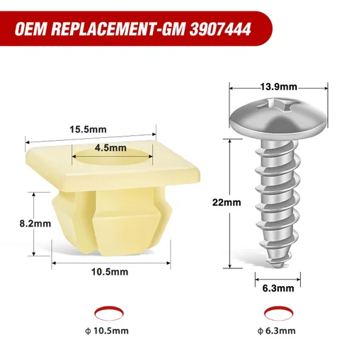 Vista 3 de Nilight Kit de tornillos para matrícula, tornillos de acero inoxidable con tuercas de nailon para sujetar placas delanteras y traseras