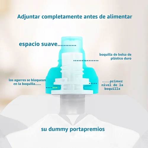 Vista 2 de ChooMee Bolsita de Comida SoftSip con Tapa Destete Guiado por Bebés Válvula de Control de Flujo Sin Derrame, Protege la Boca del Niño, 100% aqua
