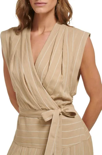 Vista 4 de DKNY womens Surplice Linen Midi Dress