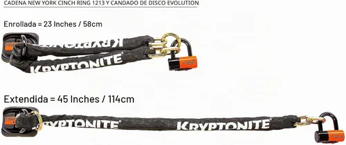 Vista 3 de Kryptonite Cerradura de cadena de anillo de cincha New York 1213