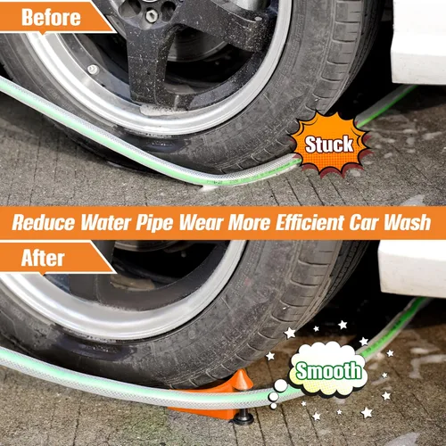 Vista 2 de Dreyoo 4 piezas de guía de manguera para auto, rodillo de manguera de neumático para lavado de auto, guía de manguera de neumático de detalle que