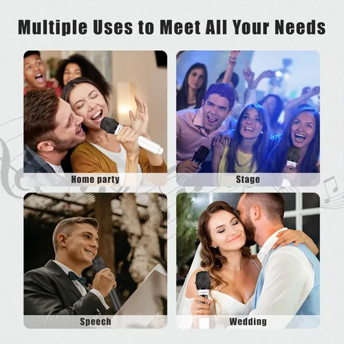 Vista 7 de talomen Micrófonos inalámbricos, micrófono profesional de karaoke dual para cantar, sistema de micrófono dinámico inalámbrico de mano con receptor