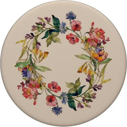 Vista 3 de Lindo diseño de corona de flores silvestres de verano floral en beige PopSockets intercambiable PopGrip
