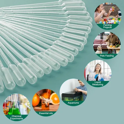 Vista 7 de Moveland 200 piezas de pipetas cuentagotas de 1 ml - Pipetas de plástico desechables para ciencia de laboratorio, aceite esencial, arte DIY