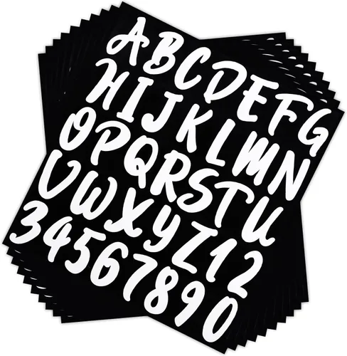 Vista 9 de 10 hojas de calcomanías de letras de vinilo, números de buzón, letras autoadhesivas para buzón, número de dirección, hogar, negocios, cocina, Negro