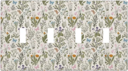Vista 87 de William Morris Floral Boho Azul Medianoche Azul Bohemio Flor 1 Banda Dúplex Cubierta de Salida Decorativa Receptáculo Único Interruptor Eléctrico