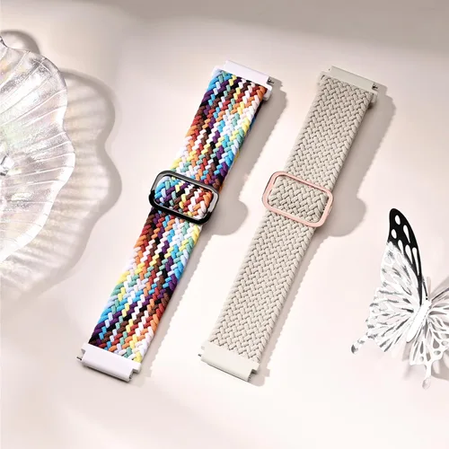 Vista 3 de 18mm Braided Stretchy Nylon Watch Bands Compatible with Garmin Venu 2S/Venu 3S/Vivoactive 4S/Vivomove 3S/Forerunner 255S/Forerunner 265S, Solo Loop