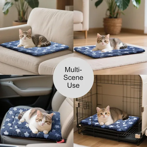 Vista 7 de Tapete cama para perro, almohadilla reversible para jaula y linda cama para perros - Alfombrilla lavable a máquina para perrera con ultra suave