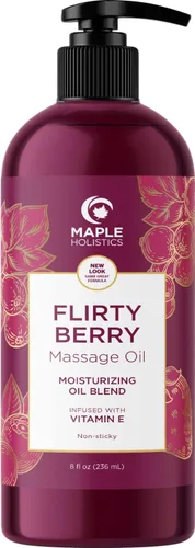 Vista 3 de Maple Holistics Kit de aceite de masaje, aceites de lavanda y bayas coquetas para terapia de masaje y aromaterapia sensual, fabricado con aceites