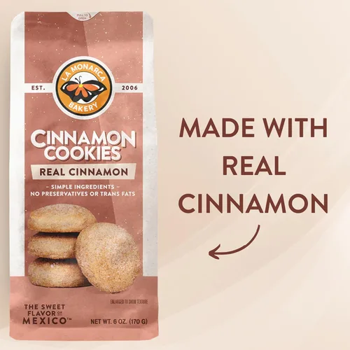 Vista 3 de Galletas de canela, 6 onzas (paquete de 3), galletas mexicanas de mantequilla ligeramente espolvoreadas con canela y azúcar por La Monarca Bakery