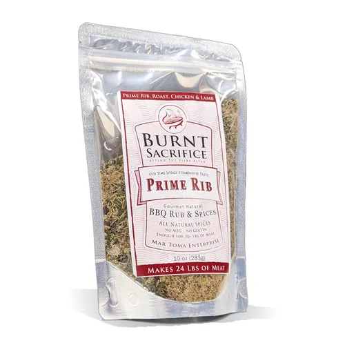 Burnt Sacrifice Prime Rib Gourmet BBQ Spice Rub condimentos (bolsa de 10 onzas, hace 30 libras) de carne de res de tres puntas, pollo y pavo