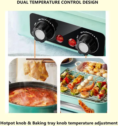 Vista 5 de Olla caliente con parrilla, olla caliente eléctrica y sartén, olla Shabu Shabu Shabu desmontable con parrilla, parrilla de barbacoa coreana