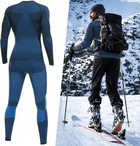 Vista 5 de UNIQUEBELLA - Ropa interior térmica para hombre con calzoncillos largos y forro polar de secado rápido y capa de base térmica
