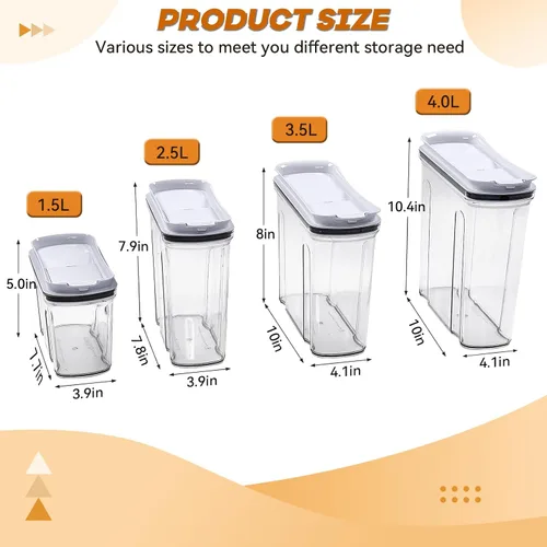 Vista 7 de FreshKeeper - Juego de dispensador de alimentos, recipiente hermético de almacenamiento de alimentos con tapa 1.5L, 2 piezas, recipientes