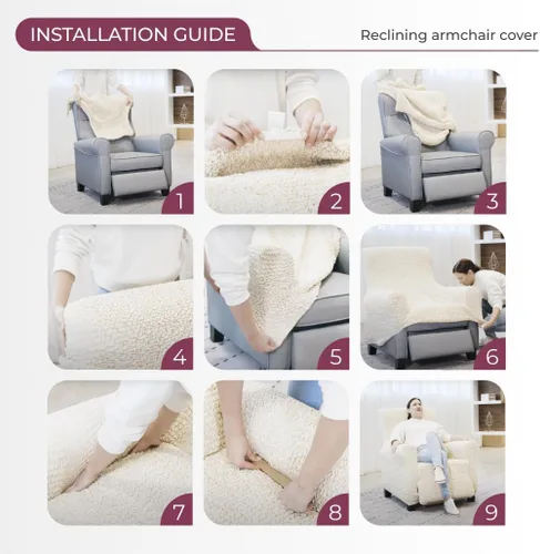 Vista 9 de PAULATO BY GA.I.CO. Funda para sillón reclinable, funda para silla reclinable, fundas estampadas, protector elástico de muebles de 1 pieza