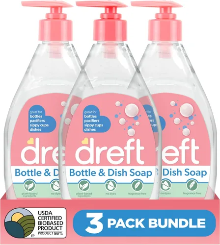 Vista 6 de Set de regalo de jabón para botellas y platos Dreft para bebés - Limpiador Dreft multiusos y removedor de manchas de tamaño para viajes - Hecho