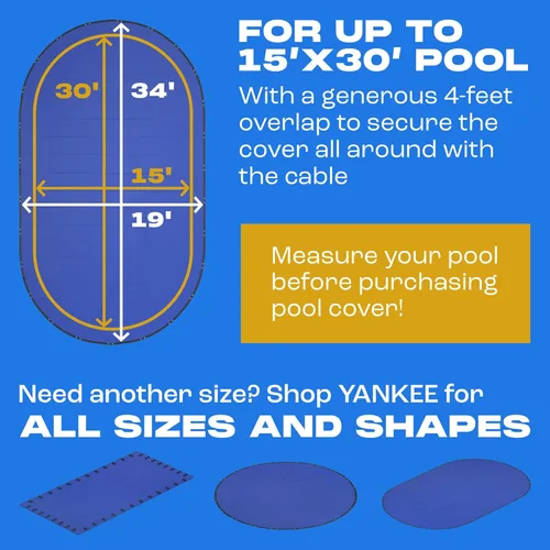 Vista 6 de Yankee - Cubierta para piscina ovalada 15 x 30 pies Cubierta ovalada de invierno para piscinas sobre el suelo Extra gruesa y duradera