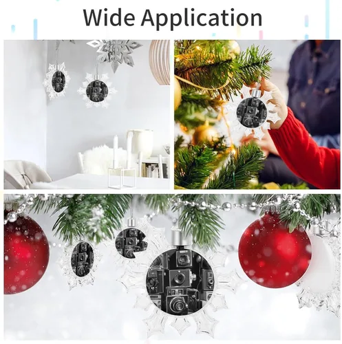 Vista 3 de Retro Cool Camera Collection Christmas Snowflake Ornament Snow Flake Christmas Ornaments for Tree Decorations Snowflake Shaped Hanging Decor for