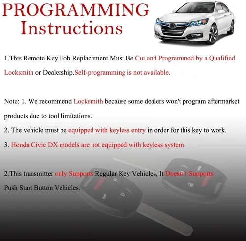 Vista 3 de MechanMagic Llavero de repuesto para Honda Civic EX Si Hybrid 2006 2007 2008 2009 2010 2011 2012 2013 Acura Mdx 2007-2013 N5F-S0084A Control remoto