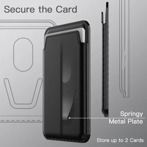 Vista 5 de JETech Cartera magnética compatible con MagSafe para iPhone 17/17e/Air/16/15/14/13/12, Pixel 10 Series, soporte de tarjeta de teléfono de Negro