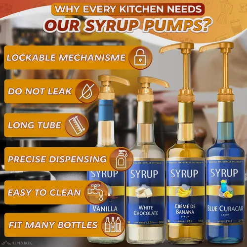 Vista 5 de Dispensador de jarabe de café, 4 unidades, funciona como bomba de jarabe delgada y Torani, se adapta a varias botellas de 25.4 onzas, dispensación