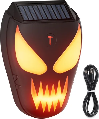 Repelente solar nocturno de animales, paquete de 1 paquete – Coyote, mapache, zorro, zorrillo, ciervo, halcón, repelente al aire libre – LED ámbar y