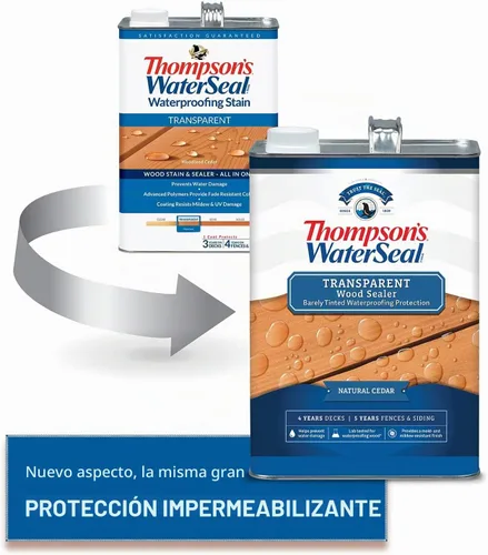 Vista 3 de Thompson's WaterSeal - Tinte y sellador de madera transparente impermeabilizante, cedro natural, 1 galón